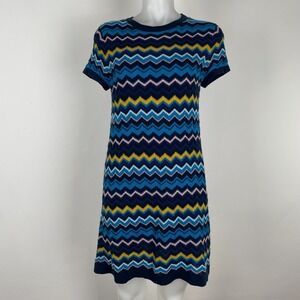 Missoni For Target Knit Chevron Zigzag Sweater Shift Dress Blue Boho Medium